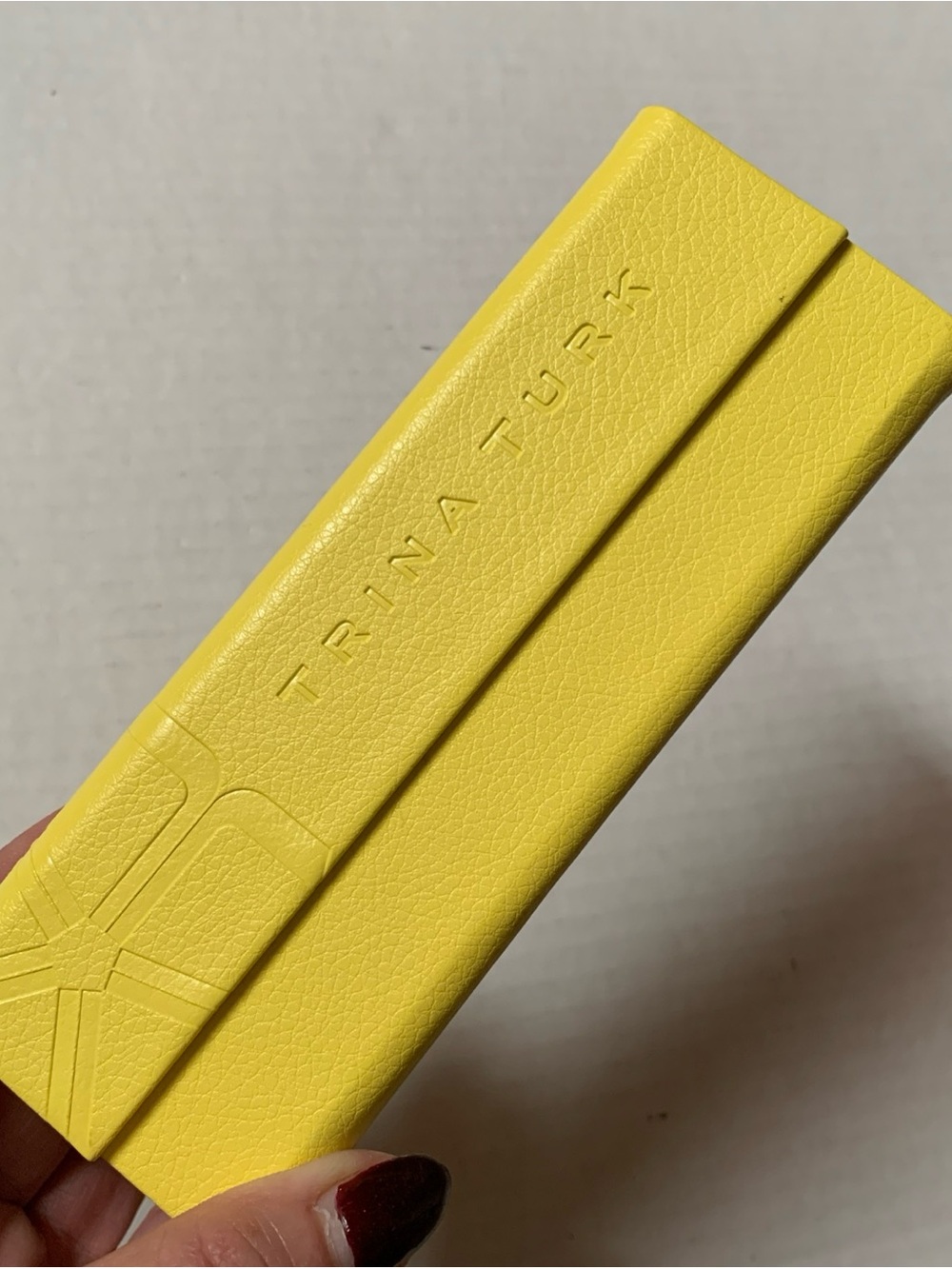 Trina Turk Canary Yellow Lemon Lime Eyeglasses Storage Case Triangle shape